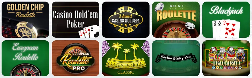 Jeux de table au VINCI SPIN CASINO